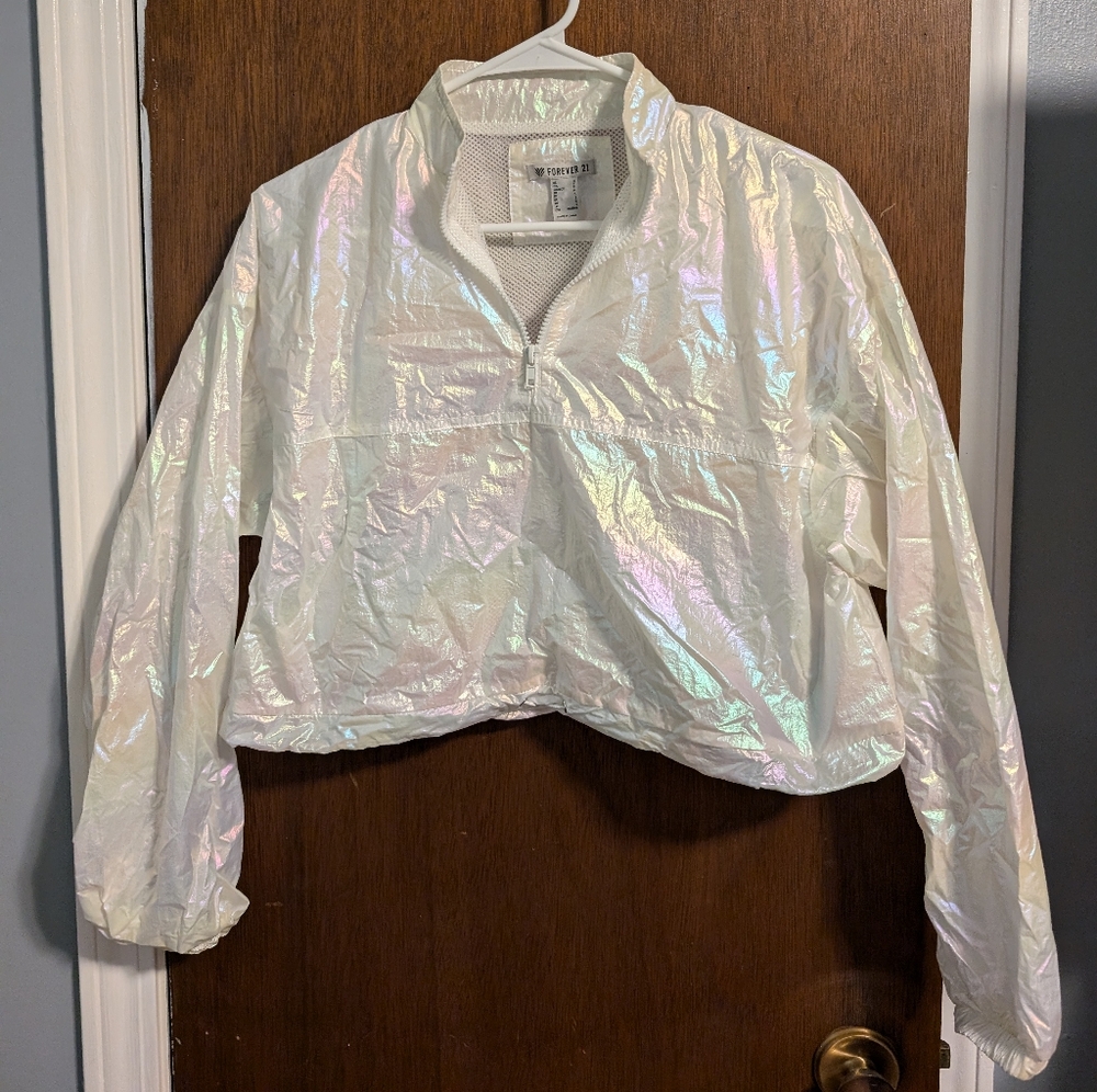 Forever21 Iridescent white windbreaker